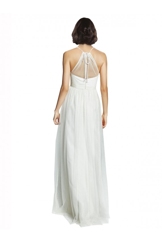 High Neck Long Tulle White Sleeveless Bridesmaid Dress Darwin