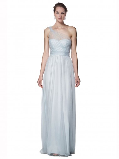 One Shoulder Long Tulle Mist Sleeveless Bridesmaid Dress Darwin