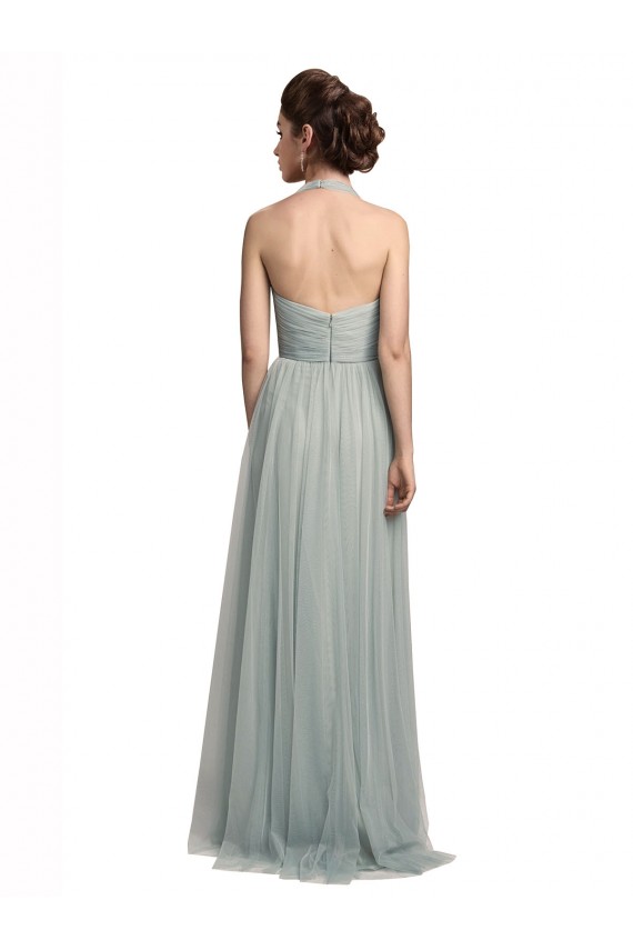 Halter Neck Long Tulle Sleeveless Bridal Party Dress / Evening Dress Darwin