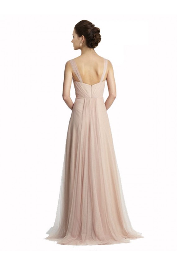 Square Neck Long Tulle Nude Sleeveless Bridesmaid Evening Dress Darwin