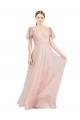 V-Neck Long Tulle Pink Flutter Sleeves Formal Dress / Bridesmaid Dress Darwin