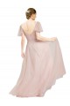 V-Neck Long Tulle Pink Flutter Sleeves Formal Dress / Bridesmaid Dress Darwin