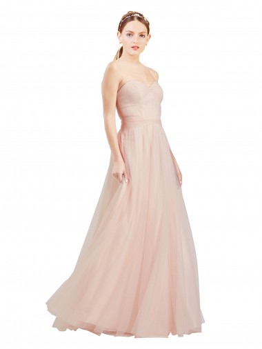 Strapless Long Tulle Pink Sleeveless Semi Formal Dress / Bridesmaid Dress Darwin