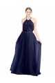 High Neck Long Tulle Navy Blue Sleeveless Semi Formal Evening Dress / Bridesmaid Dress Darwin