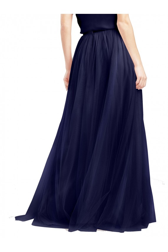 High Neck Long Tulle Navy Blue Sleeveless Semi Formal Evening Dress / Bridesmaid Dress Darwin