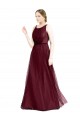 Boat Neck Long Tulle Burgundy Sleeveless Semi Formal Evening Dress / Bridesmaid Dress Darwin