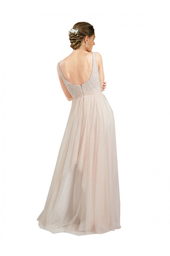 Scoop Neck Long Tulle Pink Sleeveless Semi Formal Evening Dress / Bridesmaid Dress Darwin