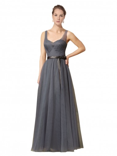 Sweetheart Long Tulle Slate Grey Sleeveless Formal Dress / Bridesmaid Dress Darwin