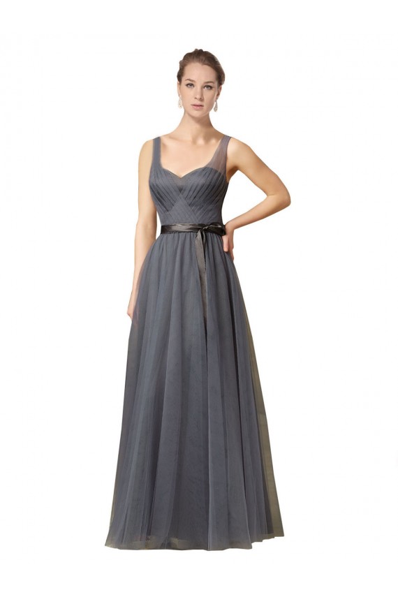 Sweetheart Long Tulle Slate Grey Sleeveless Formal Dress / Bridesmaid Dress Darwin