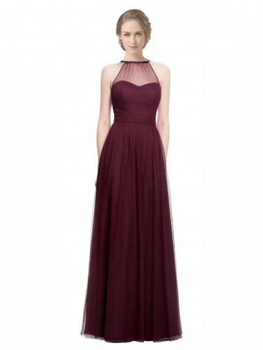 Sweetheart Long Tulle Red Sleeveless Bridesmaid Dress Darwin