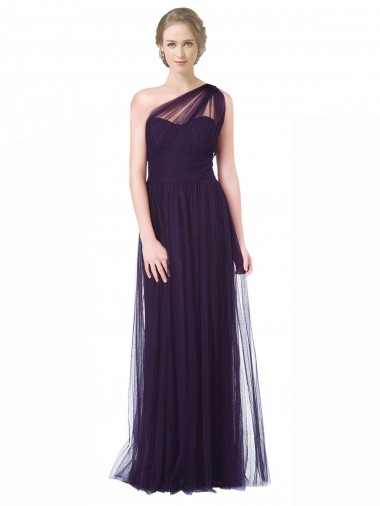 Sweetheart Long Tulle Plum Sleeveless Bridesmaid Dress Darwin