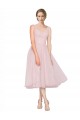 V-Neck Tea Length Tulle Pink Sleeveless Bridesmaid Dress Darwin