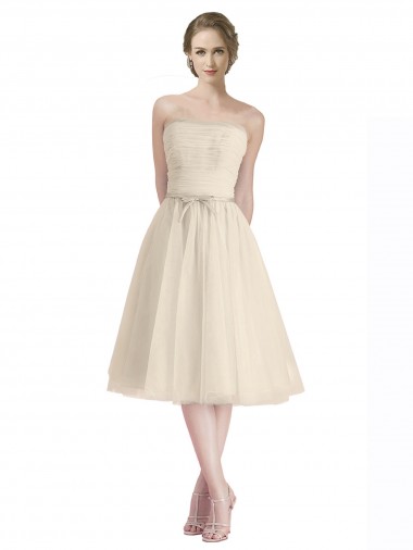 Strapless Cocktail Length Tulle Sleeveless Bridesmaid Dress Darwin