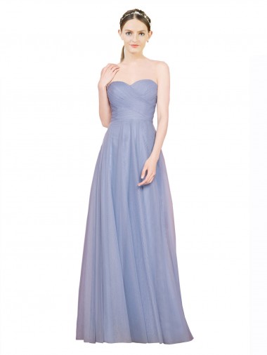 Strapless Long Tulle Light Sky Blue Sleeveless Formal Dress / Bridesmaid Dress Darwin