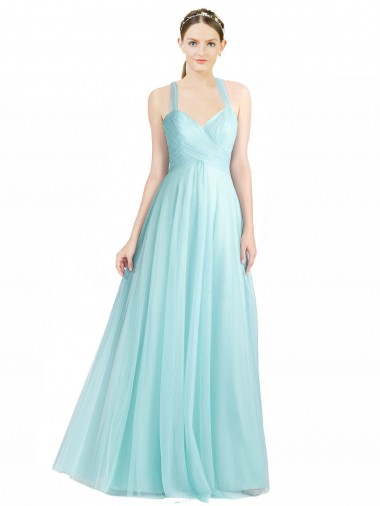 Sweetheart Long Tulle Mint Green Sleeveless Bridesmaid Dress Darwin