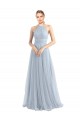 Halter Neck Long Tulle Light Sky Blue Sleeveless Bridesmaid Dress Darwin