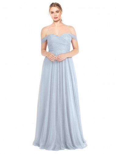 Strapless Long Tulle Light Sky Blue Sleeveless Evening Dress / Bridesmaid Dress Darwin