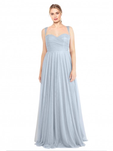 Sweetheart Long Tulle Light Sky Blue Sleeveless Evening Gown / Bridesmaid Dress Darwin