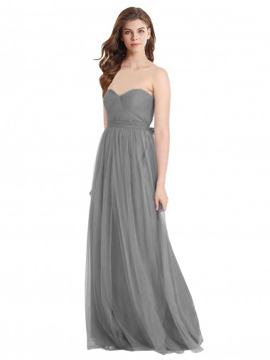 Sweetheart Long Tulle Slate Grey Sleeveless Bridesmaid Gown Darwin