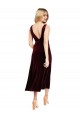 V-Neck Midi Length Stretch Velvet Burgundy Sleeveless Prom Dress / Bridesmaid Dress Darwin