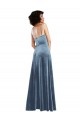 Cowl Neck Long Stretch Velvet Dusty Blue Sleeveless Semi Formal Evening Dress / Prom Dress / Bridesmaid Dress Darwin