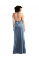 Cowl Neck Long Stretch Velvet Dusty Blue Sleeveless Bridesmaid Dress / Evening Dress Darwin