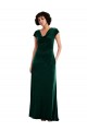 Cowl Neck Long Stretch Velvet Dark Green Cap Sleeves Black Tie Evening Gown / Prom Dress / Bridesmaid Dress Darwin