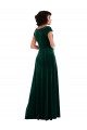 Cowl Neck Long Stretch Velvet Dark Green Cap Sleeves Black Tie Evening Gown / Prom Dress / Bridesmaid Dress Darwin