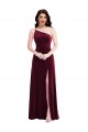 One Shoulder Long Stretch Velvet Burgundy Sleeveless Black Tie Evening Dress / Prom Dress / Bridesmaid Dress Darwin