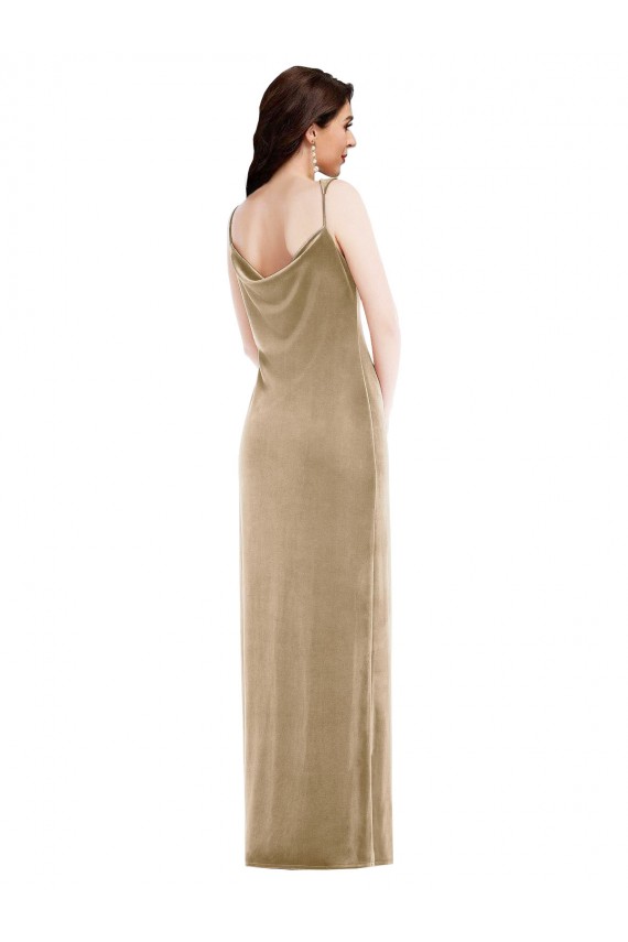 One Shoulder Long Stretch Velvet Champagne Sleeveless Black Tie Evening Gown / Prom Dress / Bridesmaid Dress Darwin