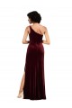 One Shoulder Long Stretch Velvet Burgundy Sleeveless Formal Evening Gown / Prom Dress / Bridesmaid Dress Darwin