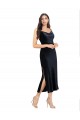 Cowl Neck Midi Length Stretch Velvet Dark Navy Sleeveless Formal Evening Gown / Prom Dress / Bridesmaid Dress Darwin