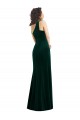 One Shoulder Long Stretch Velvet Dark Green Sleeveless Black Tie Prom Dress / Bridesmaid Dress Darwin